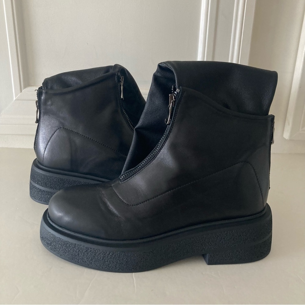 NIB Free People Sasha Stretch OTK Black Leather Boots Sz 39